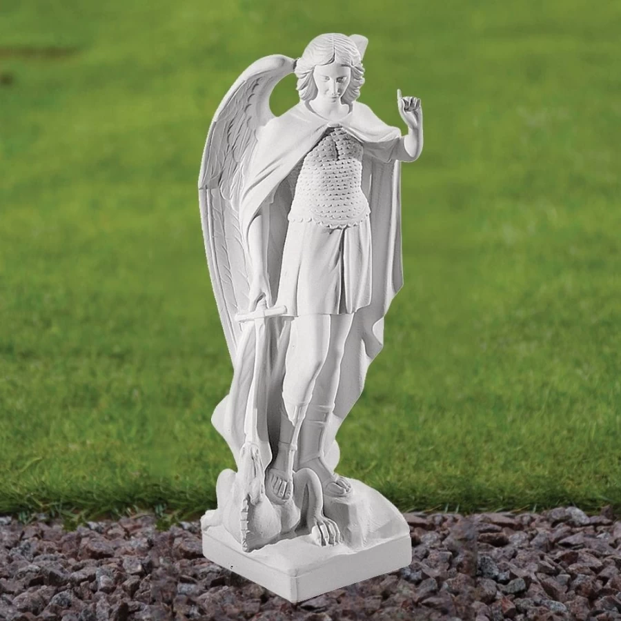 "Saint Michael Archangel Garden Statue - 58cm Handcrafted Marble Resin Outdoor Religious Sculpture by STATUES & SCULPTURES"