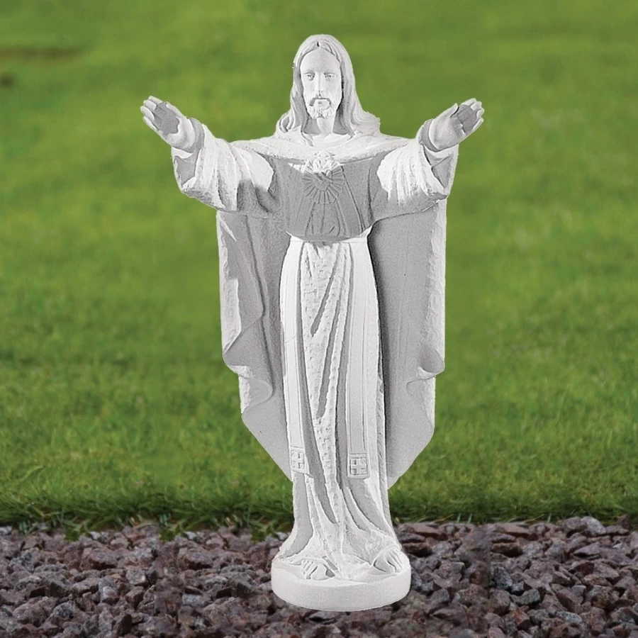 "43cm Jesus Christ Garden Statue - Handcrafted Marble Resin Religious Sculpture by STATUES & SCULPTURES"