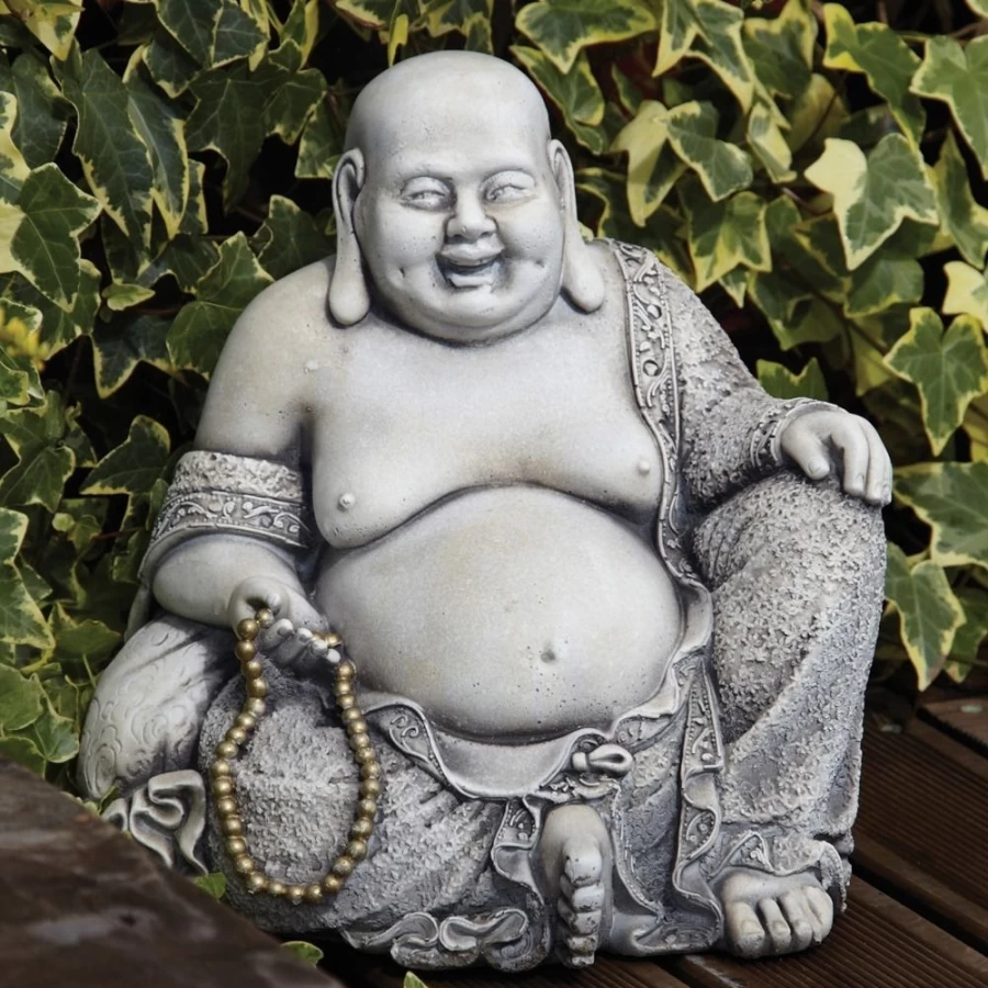 "Handcrafted Pearl Stone Buddha Statue for Garden Decor – STATUES & SCULPTURES Collection"