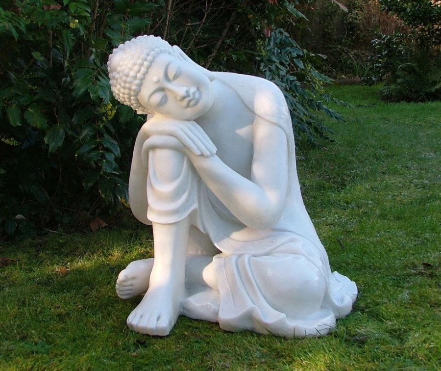 "STATUES & SCULPTURES Sleeping Buddha Statue 60cm Outdoor Garden Decor Marble Resin Sculpture"