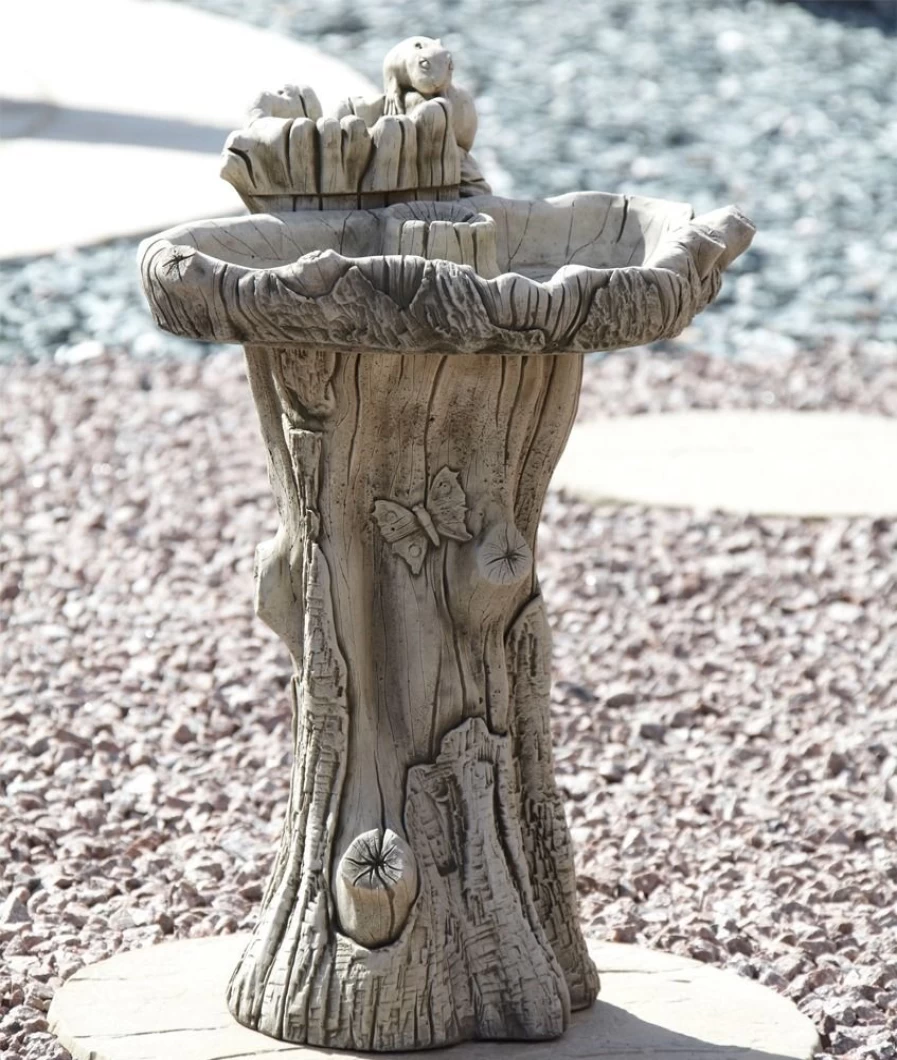 "STATUES & SCULPTURES Twin Feeder Stone Bird Bath for Garden – Durable Outdoor Birdbath"