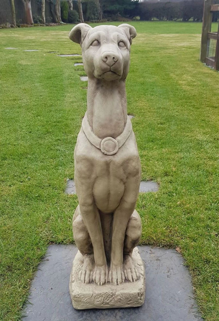 "STATUES & SCULPTURES Greyhound 90Cm Tall Stone Garden Statue Outdoor Dog Sculpture"