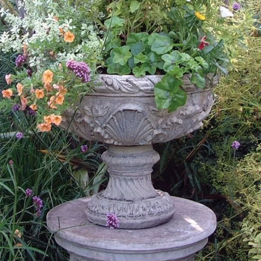 Flemish Stone Garden Planter - Handcrafted Outdoor Vase by STATUES & SCULPTURES