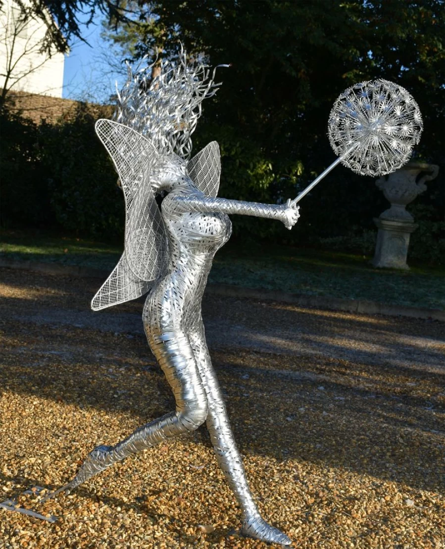 "Luna Fairy Garden Sculpture - Elegant Metal Wire Art Statue by STATUES & SCULPTURES"