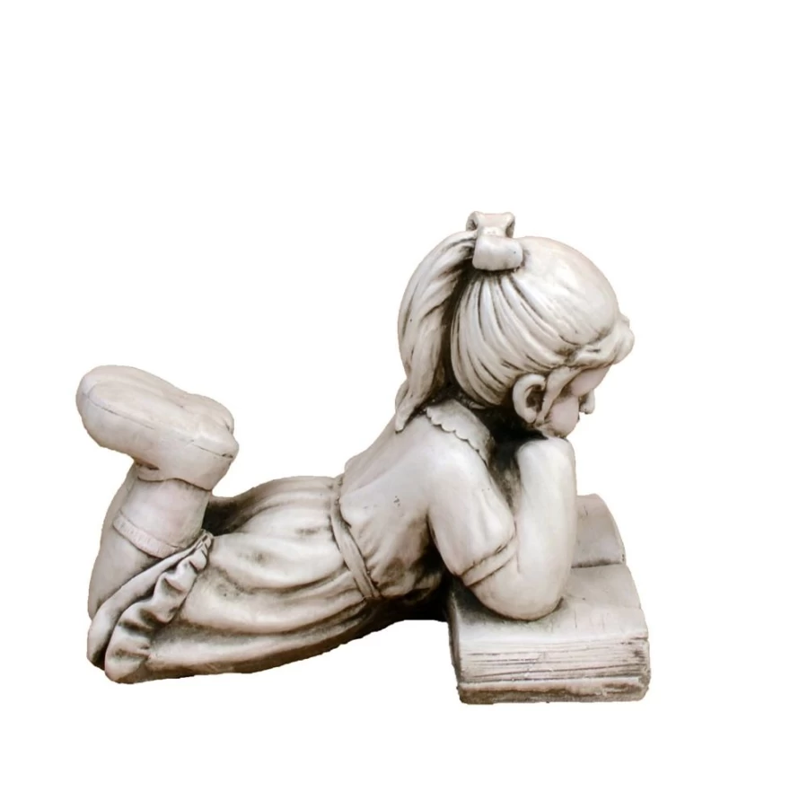 "STATUES & SCULPTURES Laying Girl Reading Book 34Cm Stone Resin Outdoor Garden Statue"