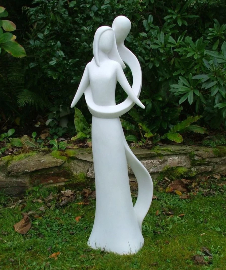 "Everlasting Love 118cm Marble Resin Garden Statue – STATUES & SCULPTURES Romantic Outdoor Decor"