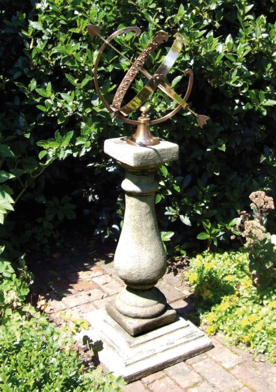 "STATUES & SCULPTURES Large Baluster Armillary Sundial - Stone Garden Decor"