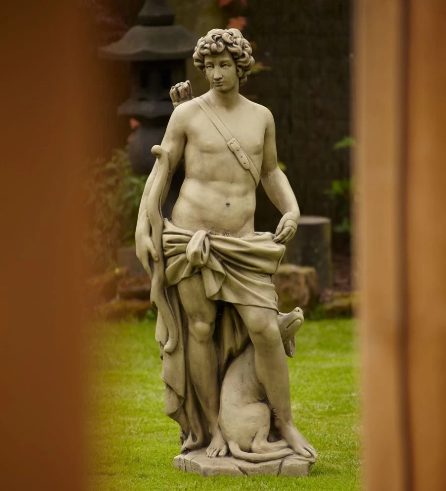 "Hunter and Dog Garden Statue - Outdoor Stone Sculpture by STATUES & SCULPTURES"