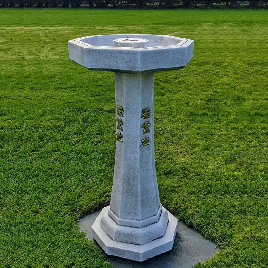 "STATUES & SCULPTURES Japanese Zen Stone Bird Bath - Classic Garden Decor for Outdoor"