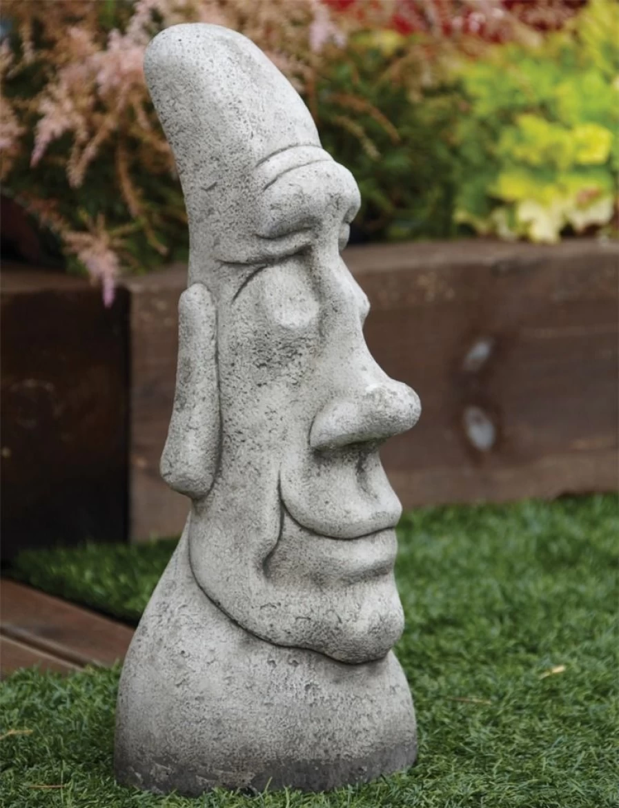 "Easter Island Head Statue - Grandad Stone Garden Sculpture for Outdoor Decor"