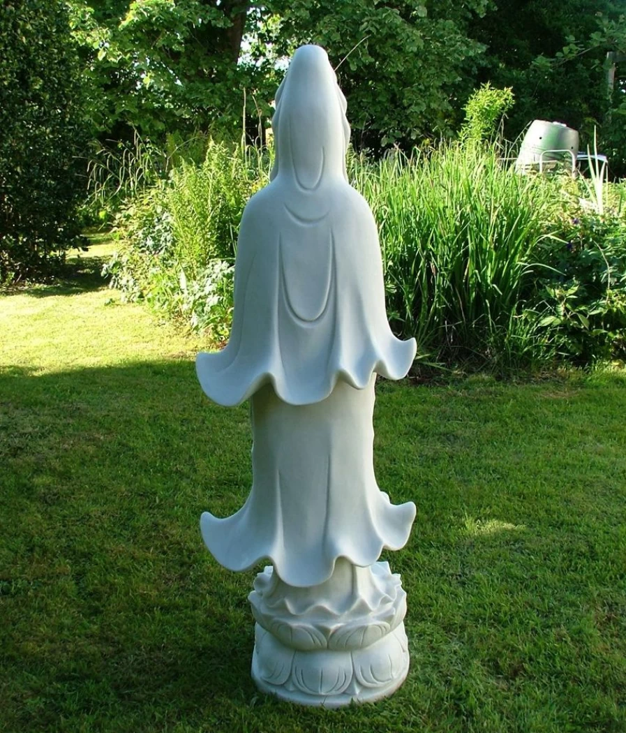 "STATUES & SCULPTURES 120Cm White Marble Resin Guanyin Bodhisattva Outdoor Garden Statue"