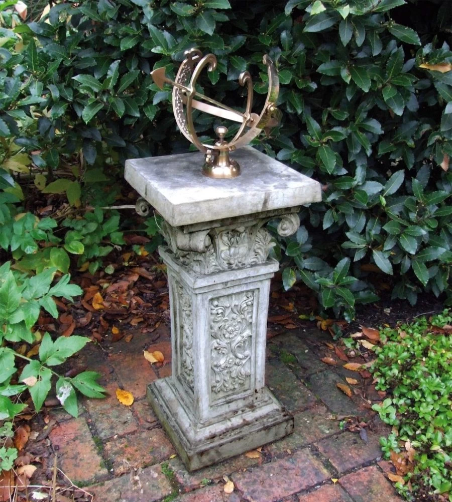 "STATUES & SCULPTURES Rocco Armillary Sundial - Stone Garden Decor Solar Timepiece"