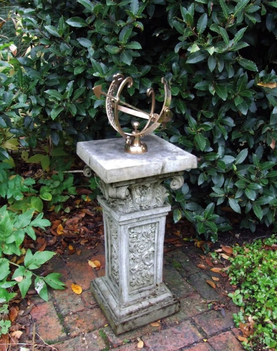 "STATUES & SCULPTURES Rocco Armillary Sundial - Stone Garden Decor Solar Timepiece"