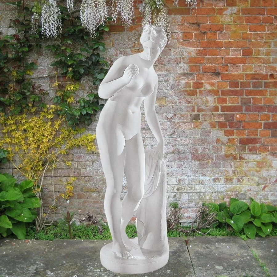 "STATUES & SCULPTURES Venus and Apple 120cm Handcrafted Marble Resin Statue – Classical Art Decor"