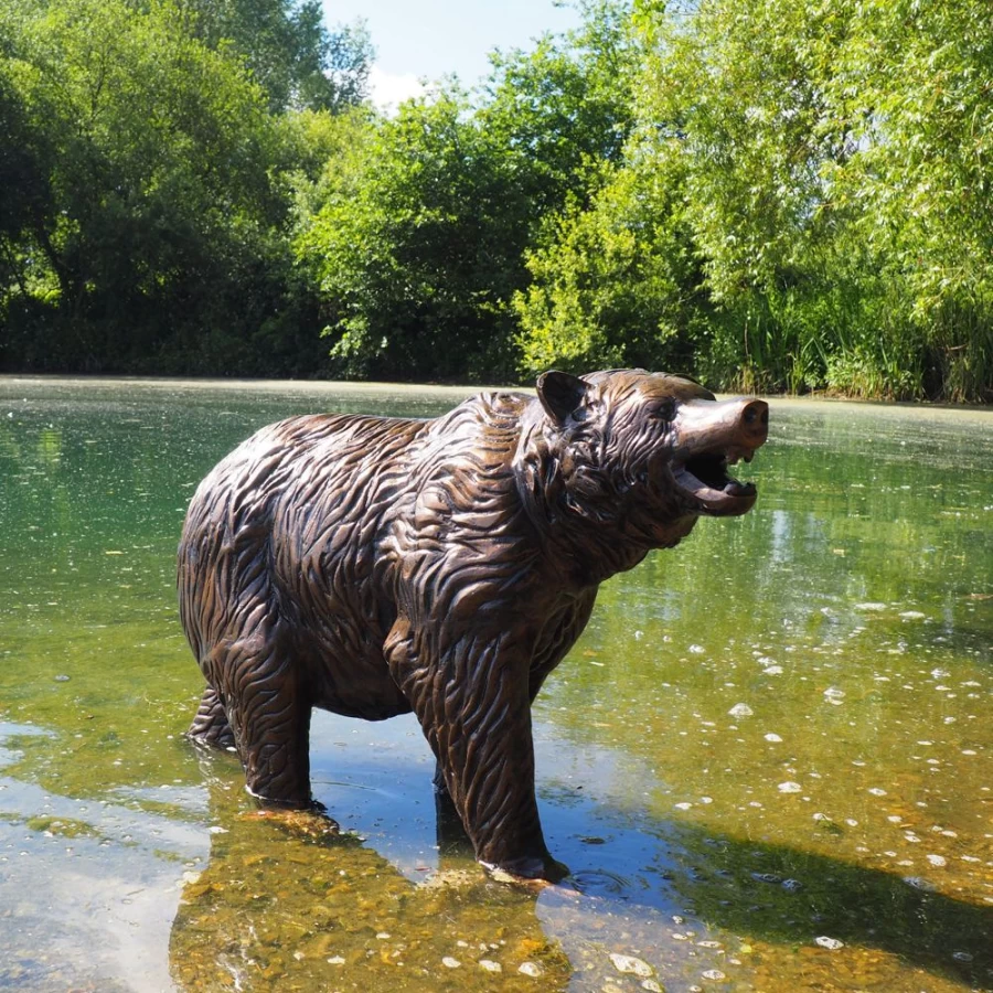 "Bronze Wild Bear Cub Garden Statue – Outdoor Animal Sculpture by STATUES & SCULPTURES"