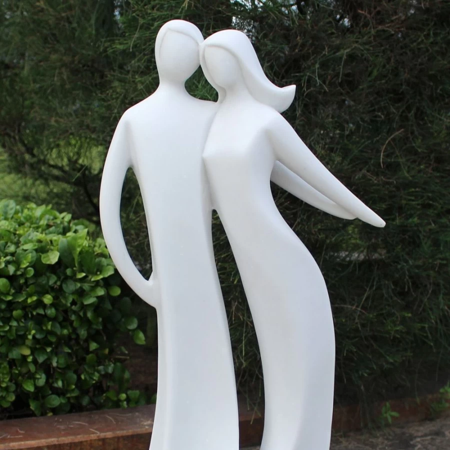 "STATUES & SCULPTURES Harmony 80Cm Modern Garden Statue in Marble Resin for Outdoor Decor"