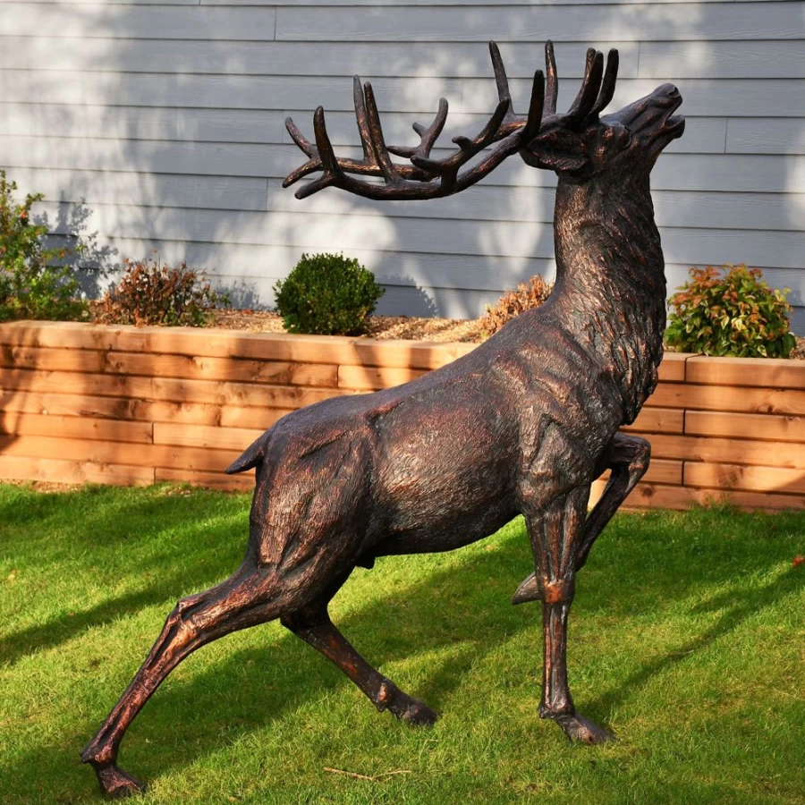 "STATUES & SCULPTURES Royal Deer 168cm Bronze Outdoor Garden Statue – Metal Art Sculpture for Patio and Lawn Decor"