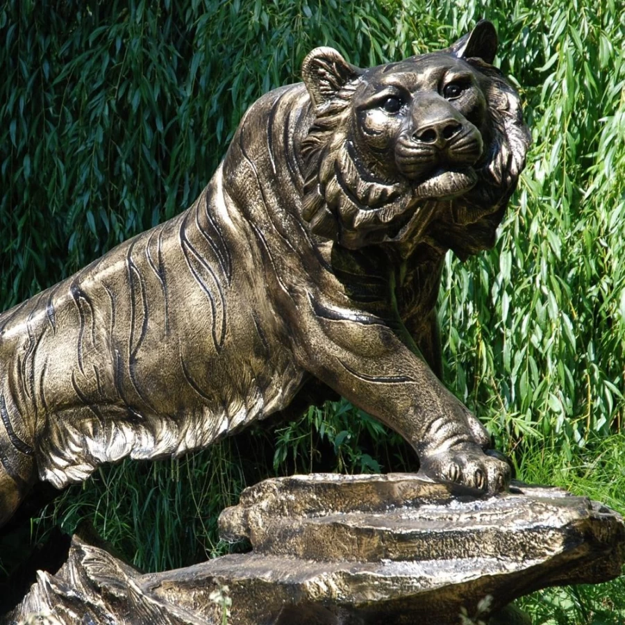 "Life-Size Bengal Tiger Bronze Statue for Garden – STATUES & SCULPTURES"