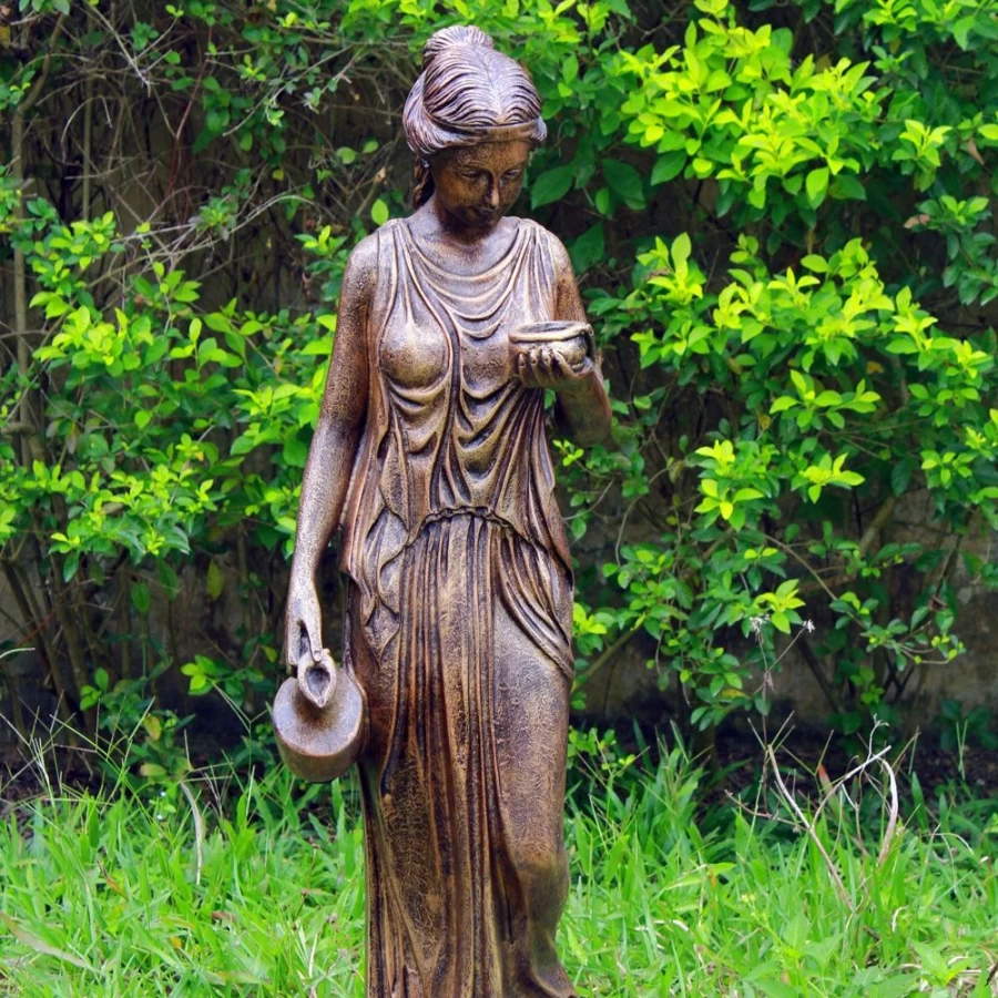 "STATUES & SCULPTURES Hebe 160cm Bronze Finish Marble Resin Outdoor Garden Statue Greek Mythology Decor"