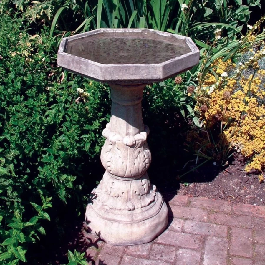 "STATUES & SCULPTURES Classic Stone Bird Bath for Garden – Timeless Plain Design"