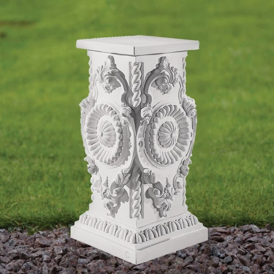 "STATUES & SCULPTURES 44Cm Elegant Marble Resin Pedestal Stand for Garden Decor"