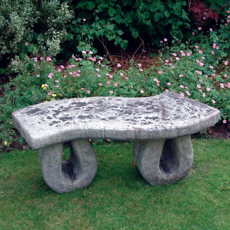 "STATUES & SCULPTURES Weildon Stone Garden Bench - Durable Outdoor Stone Bench for Patio and Garden Decor"