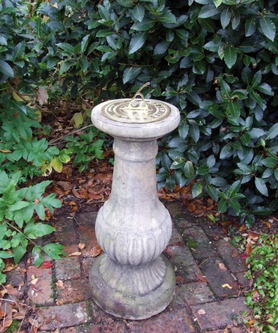 "STATUES & SCULPTURES Victorian Style Brass Garden Sundial with Stone Base – Antique Outdoor Decor"