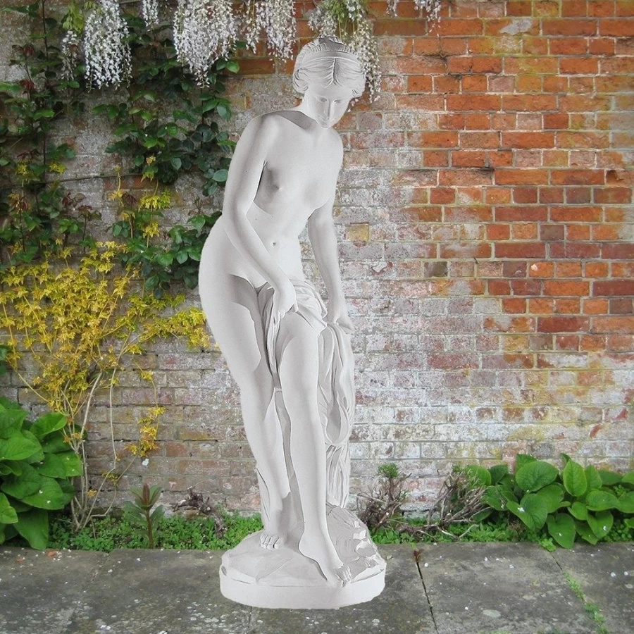"STATUES & SCULPTURES 162cm Bathing Goddess Garden Statue - Handcrafted Marble Resin Outdoor Decor"